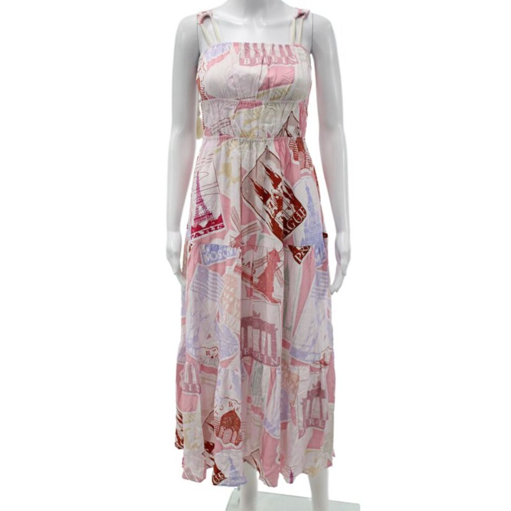 Prosperina Women Maxi Dress Patchwork Multicolor Sleeveless Size S